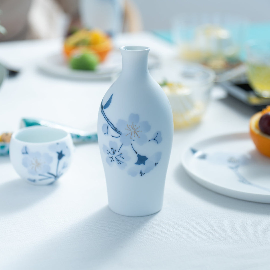 Blue Flower Sakura Tokkuri Sake Carafe