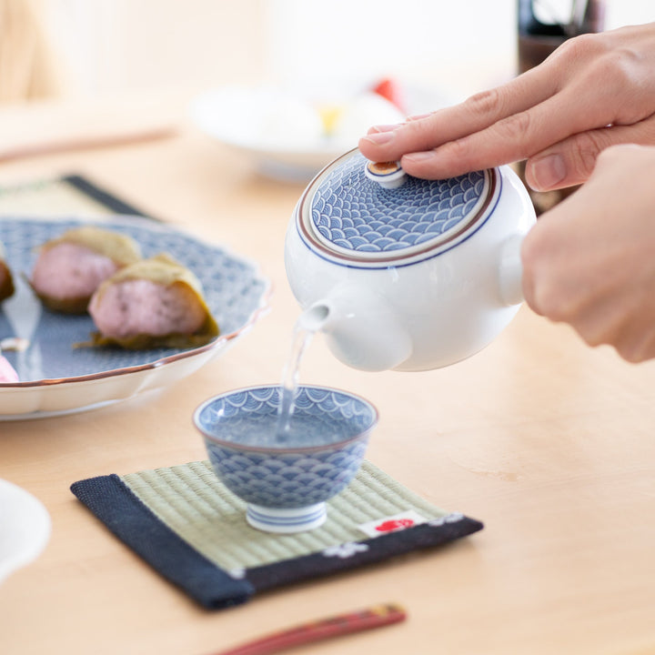 Seigaiha Blue Wave Japanese Tea Set 12.5 oz