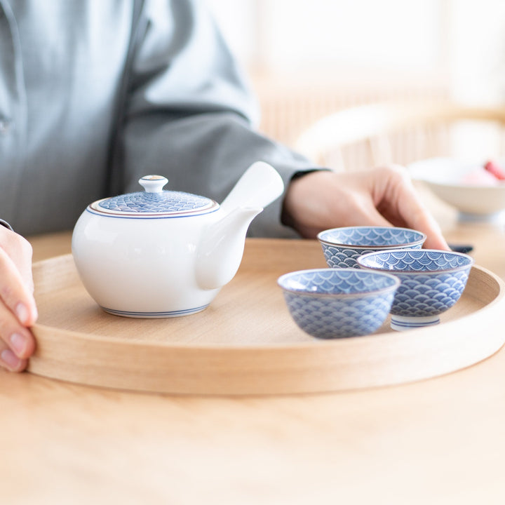 Seigaiha Blue Wave Japanese Tea Set 12.5 oz