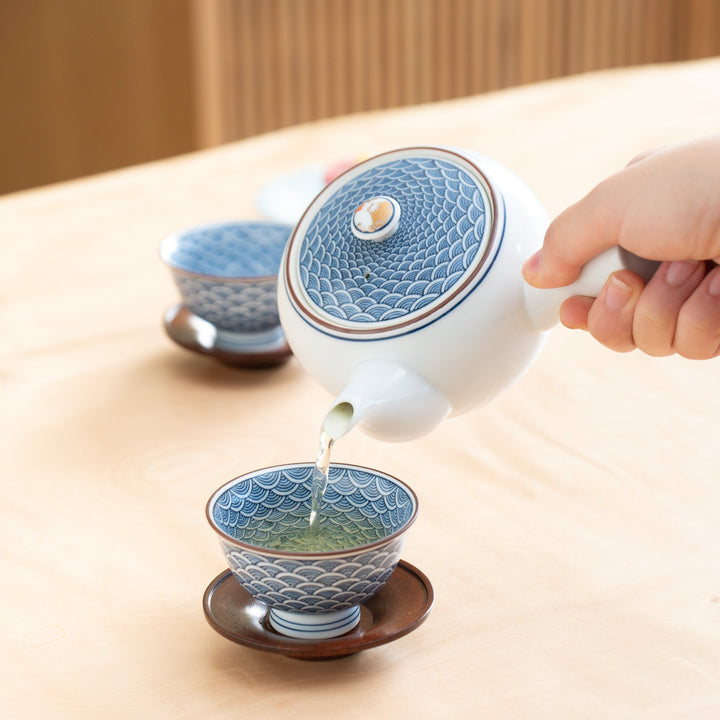 Seigaiha Blue Wave Japanese Tea Set 12.5 oz