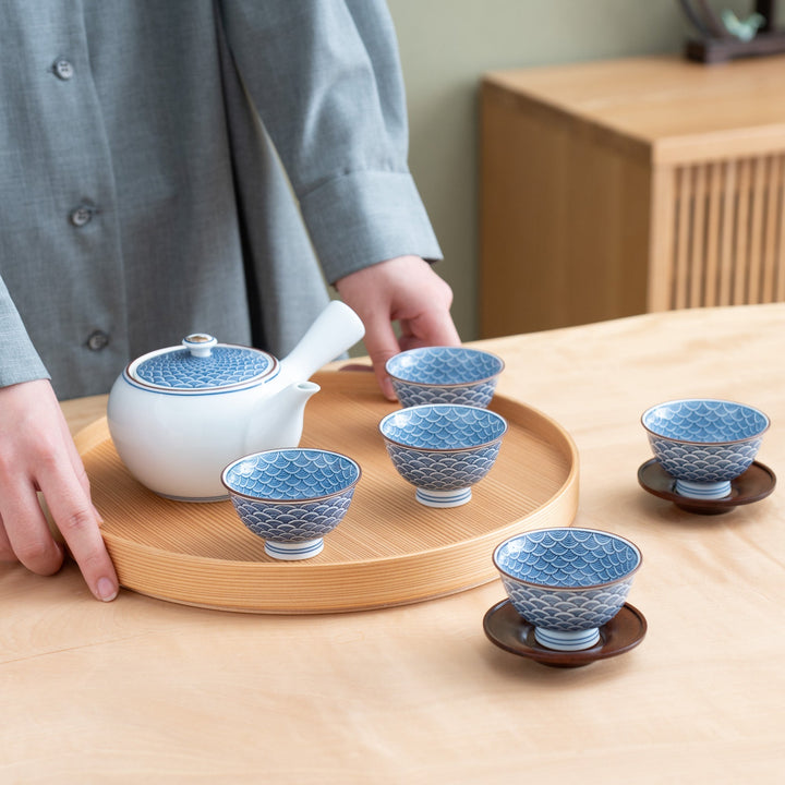 Seigaiha Blue Wave Japanese Tea Set 12.5 oz