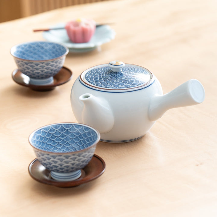 Seigaiha Blue Wave Japanese Tea Set 12.5 oz