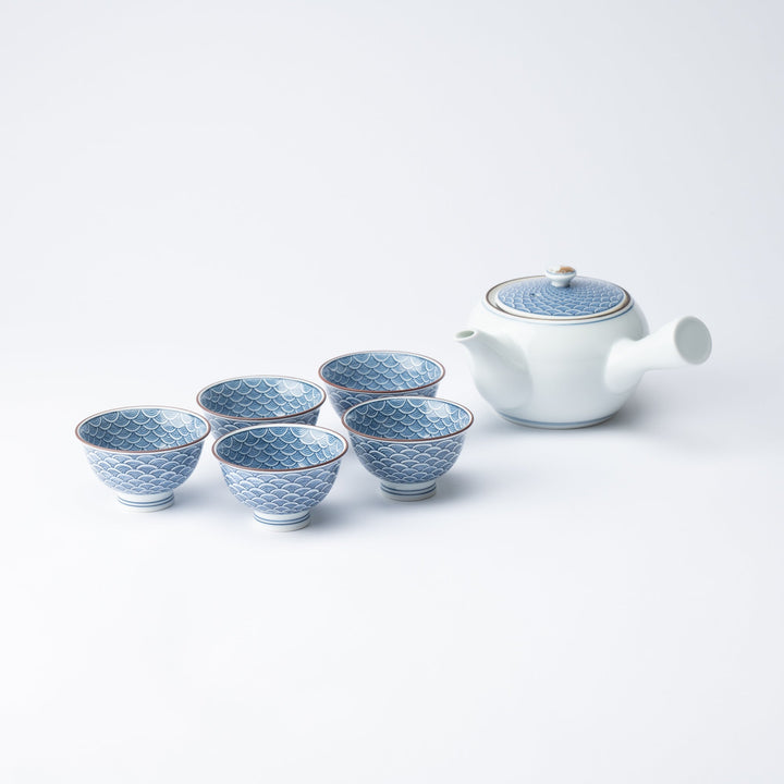 Seigaiha Blue Wave Japanese Tea Set 12.5 oz