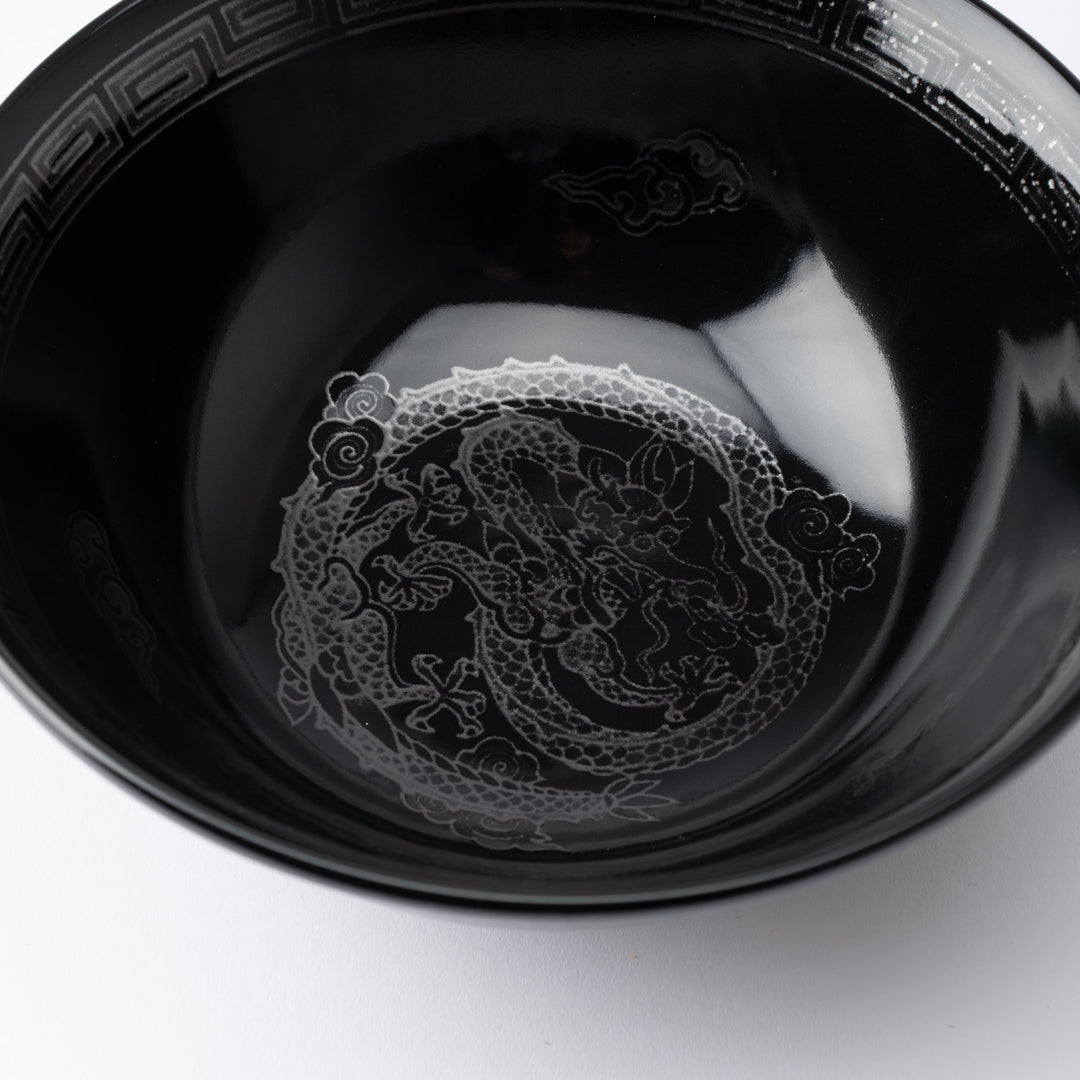 Silver Dragon Black Ramen Bowl 8.3 in